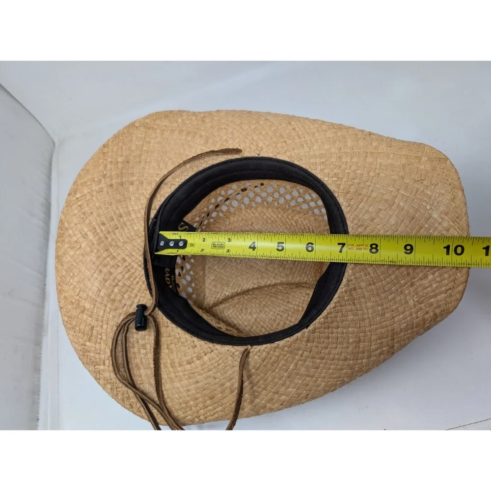 Shady Brady Dallas Straw Cowboy Hat‎ Western Size Medium Made in USA Leather VTG